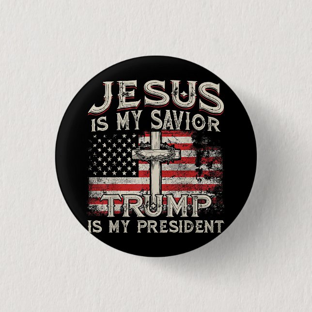 Jesus ist mein Retter Trump ist mein Präsident Ame Button (Vorderseite)