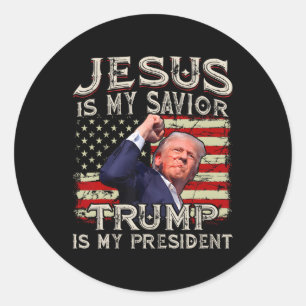 Jesus ist mein Retter Trump ist mein Präsident Ame Runder Aufkleber