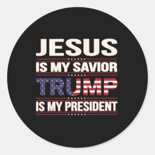 Jesus ist mein Retter Trump ist mein Präsident Ame Runder Aufkleber
