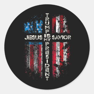 Jesus ist mein Retter Trump ist mein Präsident Ame Runder Aufkleber