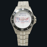 Jesus ist mein Retter Trump ist mein Präsident Armbanduhr<br><div class="desc">Der Jesus ist mein Retter Trump ist mein Präsident Watch ist ein mutiges und ausdrucksvolles Accessoire für diejenigen, die gewollt haben, ihren Glauben und ihre politische Unterstützung zu demonstrieren. Diese Armbanduhr ist auffällig und mit einem klaren, wirkungsvollen Text ausgestattet und eignet sich hervorragend für lässige Abnutzung oder als Konversationsstarter. Das...</div>