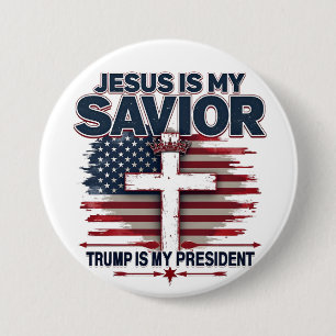 Jesus ist mein Retter Trump ist mein Präsident Fun Button
