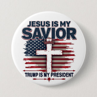 Jesus ist mein Retter Trump ist mein Präsident Fun Button