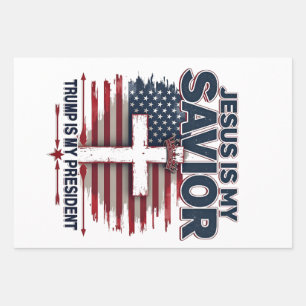 Jesus ist mein Retter Trump ist mein Präsident Fun Geschenkpapier Set