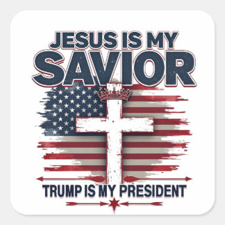 Jesus ist mein Retter Trump ist mein Präsident Fun Quadratischer Aufkleber