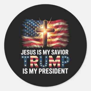 Jesus ist mein Retter Trump ist mein Präsident für Runder Aufkleber