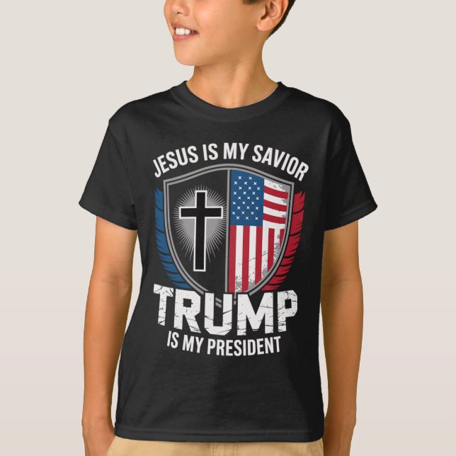 Jesus ist mein Retter Trump ist mein Präsident für T-Shirt (Vorderseite)