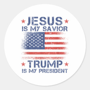 Jesus ist mein Retter Trump ist mein Präsident Ret Runder Aufkleber