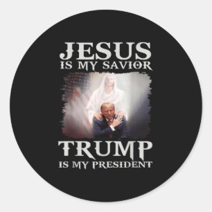 Jesus ist mein Retter Trump ist mein Präsident Runder Aufkleber