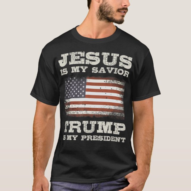 Jesus ist mein Retter, Trump ist mein Präsident T- T-Shirt (Vorderseite)