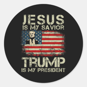 Jesus ist mein Retter Trump ist mein Präsident Tru Runder Aufkleber