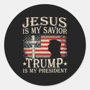 Jesus ist mein Retter Trump ist mein Präsident Tru Runder Aufkleber
