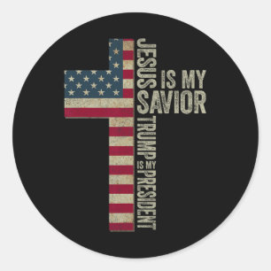 Jesus ist mein Retter Trump ist mein Präsident Tru Runder Aufkleber