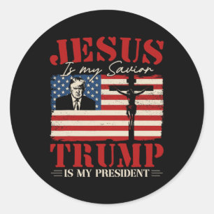 Jesus ist mein Retter Trump ist mein Präsident Tru Runder Aufkleber