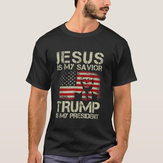 Jesus ist mein Retter Trump ist mein Präsident Tru T-Shirt (Vorderseite)