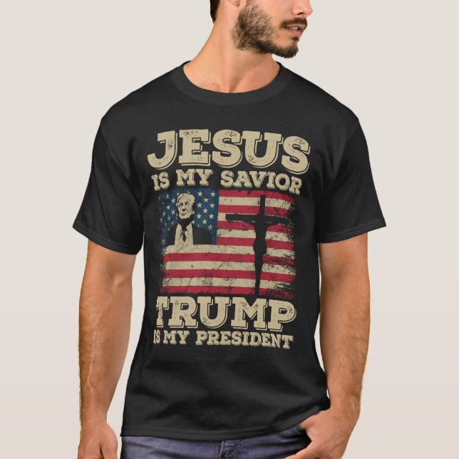 Jesus ist mein Retter Trump ist mein Präsident Tru T-Shirt (Vorderseite)