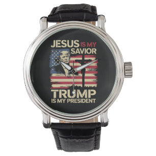 Jesus ist mein Retter Trump ist mein Präsident USA Armbanduhr
