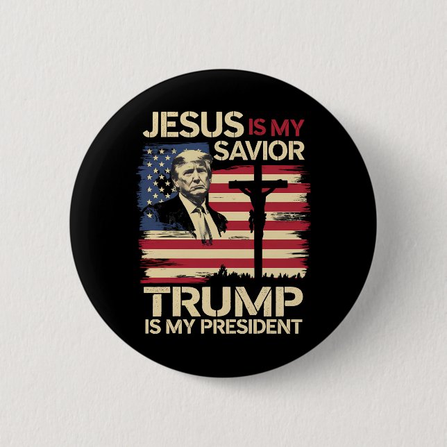 Jesus ist mein Retter Trump ist mein Präsident USA Button (Vorderseite)
