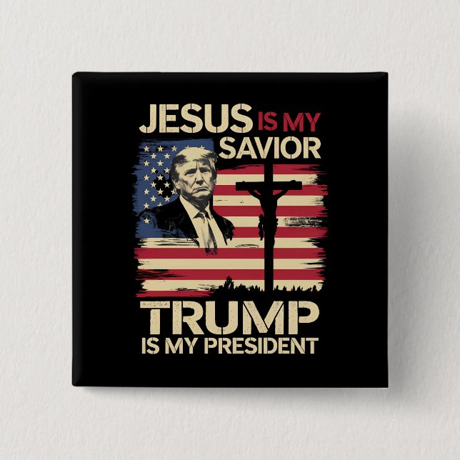 Jesus ist mein Retter Trump ist mein Präsident USA Button (Vorderseite)