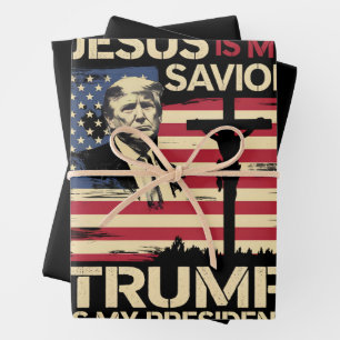 Jesus ist mein Retter Trump ist mein Präsident USA Geschenkpapier Set