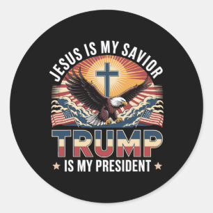 Jesus ist mein Retter Trump ist mein religiöser Pr Runder Aufkleber
