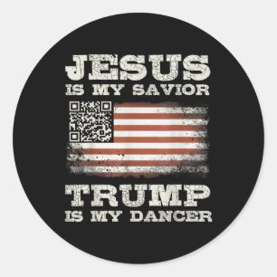 Jesus ist mein Retter Trump ist mein Tänzer Qr Tru Runder Aufkleber