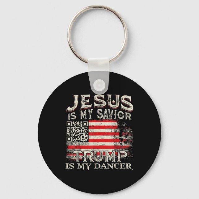 Jesus ist mein Retter Trump ist mein Tänzer Qr Tru Schlüsselanhänger (Vorderseite)