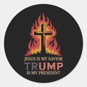 Jesus ist mein Retter Trump mein Präsident biblisc Runder Aufkleber