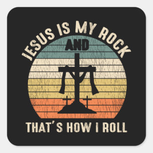 Jesus ist mein Rock Jesus Lover Christlicher Glaub Quadratischer Aufkleber