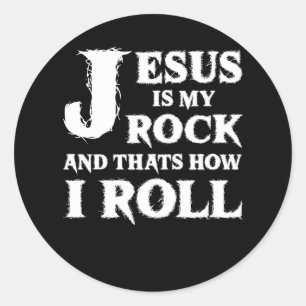 Jesus ist mein Rock und so Roll Church Chris Runder Aufkleber