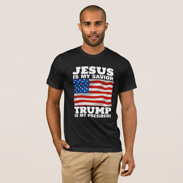 JESUS IST MEIN SAVIOR TRUMP MEIN PRÄSIDENT T-Shirt (Vorne ganz)