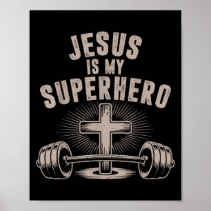 Jesus ist mein Superheld Barbell Christliche Arbei Poster