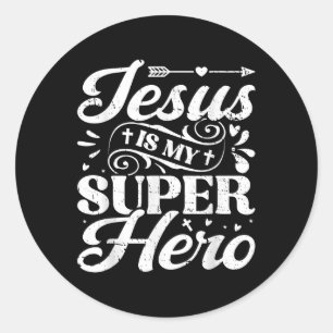 Jesus ist mein Superheld - Christlich religiös Runder Aufkleber