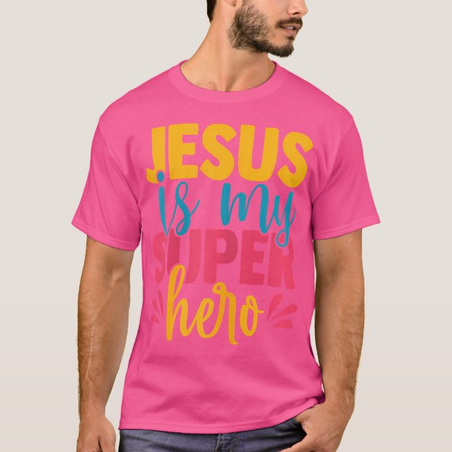 Jesus ist mein Superheld Christlichen Kinder Niedl T-Shirt (Vorderseite)