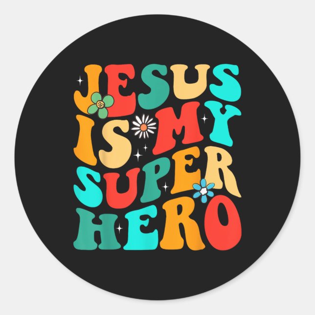 Jesus ist mein Superheld Christlicher religiöser T Runder Aufkleber (Vorderseite)