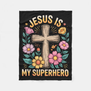Jesus ist mein Superheld Fleecedecke