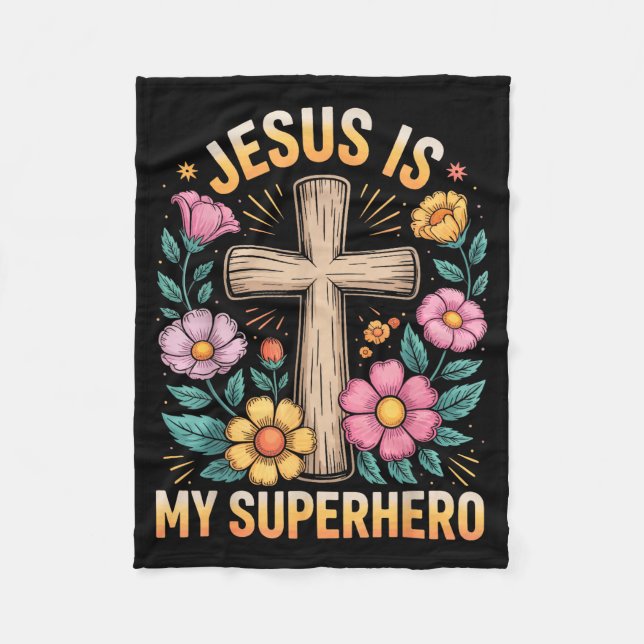 Jesus ist mein Superheld  Fleecedecke (Vorderseite)