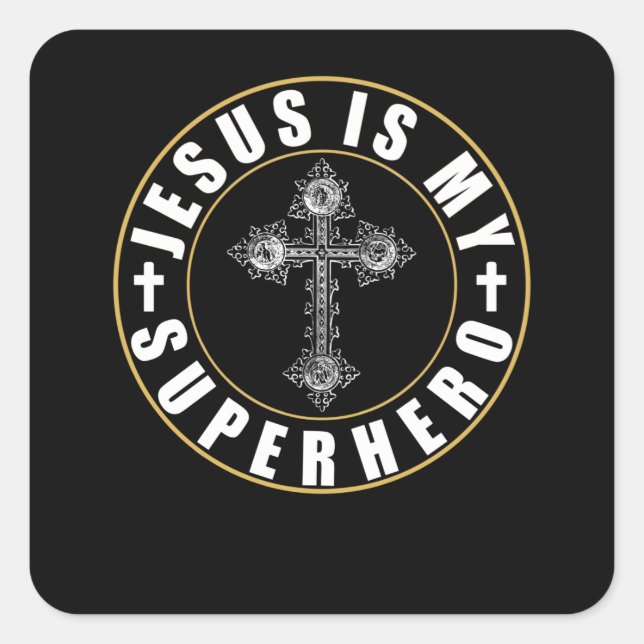 Jesus ist mein Superheld, Jesus Super Hero Quadratischer Aufkleber (Vorderseite)