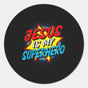 Jesus ist mein Superheld  Runder Aufkleber