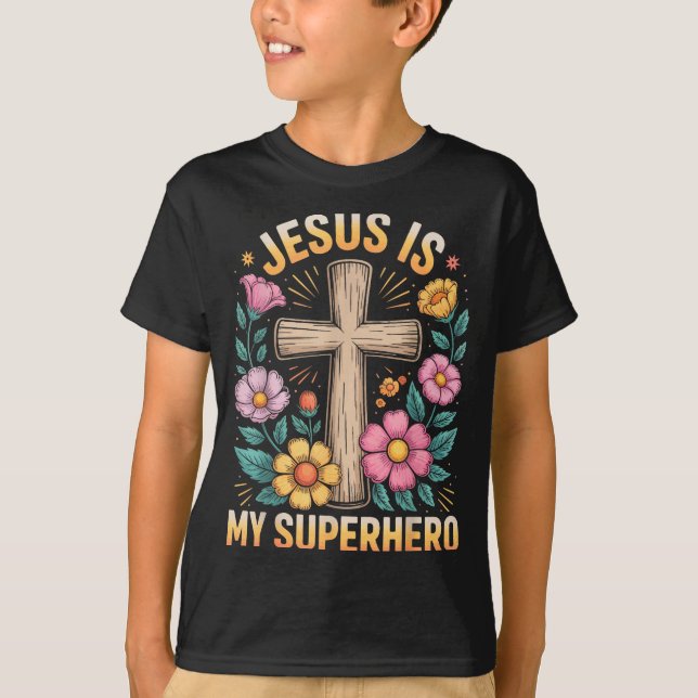 Jesus ist mein Superheld  T-Shirt (Vorderseite)