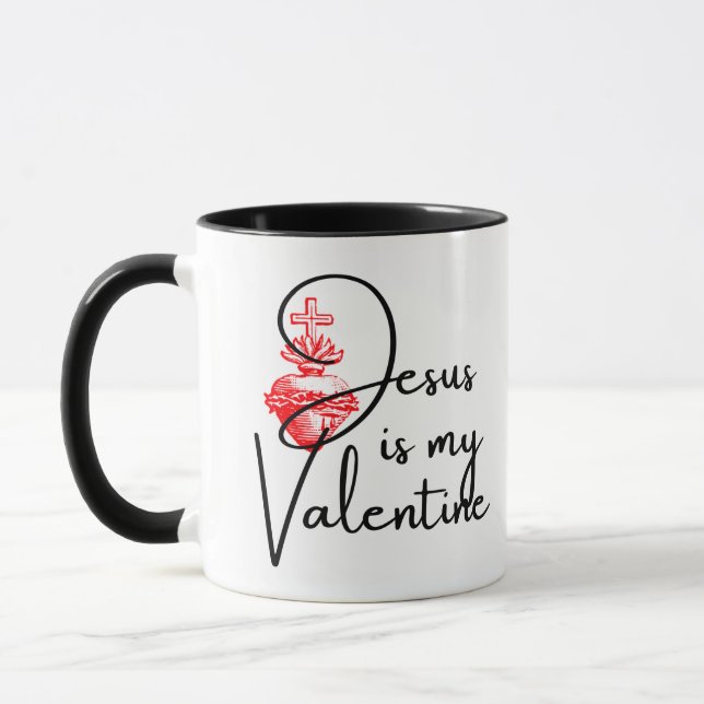 Jesus ist mein Valentinisches Rotes Herz Religiös Tasse (Links)