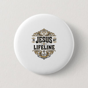 Jesus ist meine Lebenslinie Vintage-Christen-Shirt Button