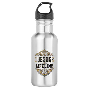 Jesus ist meine Lebenslinie Vintage-Christen-Shirt Edelstahlflasche