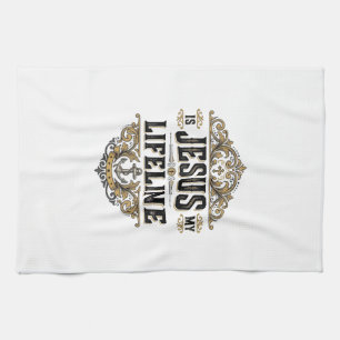 Jesus ist meine Lebenslinie Vintage-Christen-Shirt Geschirrtuch
