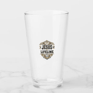 Jesus ist meine Lebenslinie Vintage-Christen-Shirt Glas