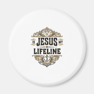 Jesus ist meine Lebenslinie Vintage-Christen-Shirt Magnet