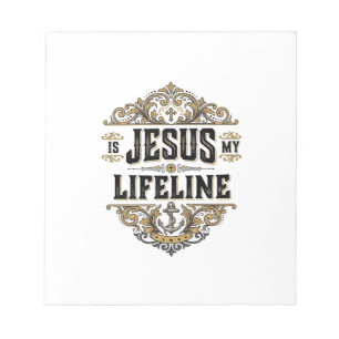 Jesus ist meine Lebenslinie Vintage-Christen-Shirt Notizblock