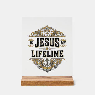 Jesus ist meine Lebenslinie Vintage Christliches S Acrylschild