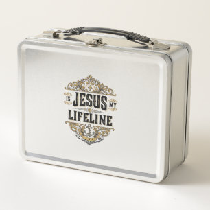 Jesus ist meine Lebenslinie Vintage Christliches S Metall Brotdose