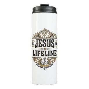 Jesus ist meine Lebenslinie Vintage Christliches S Thermosbecher